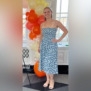 Blue Floral Reformation Midi Dress